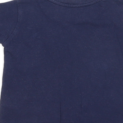 Primark Boys Blue Cotton Basic T-Shirt Size 12-18 Months Round Neck Pullover - Dinosaur