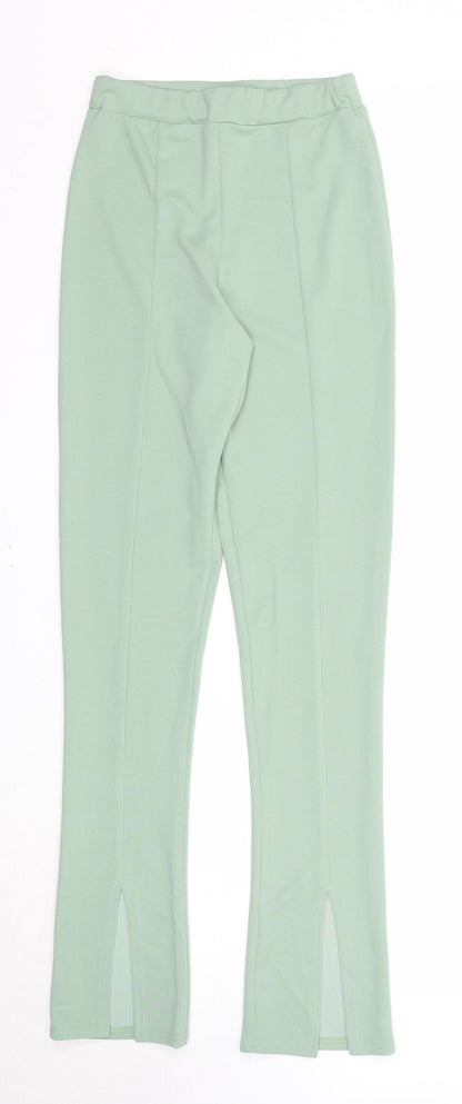 Rebellious Womens Green Polyester Trousers Size 8 Regular - Waist 22 inches