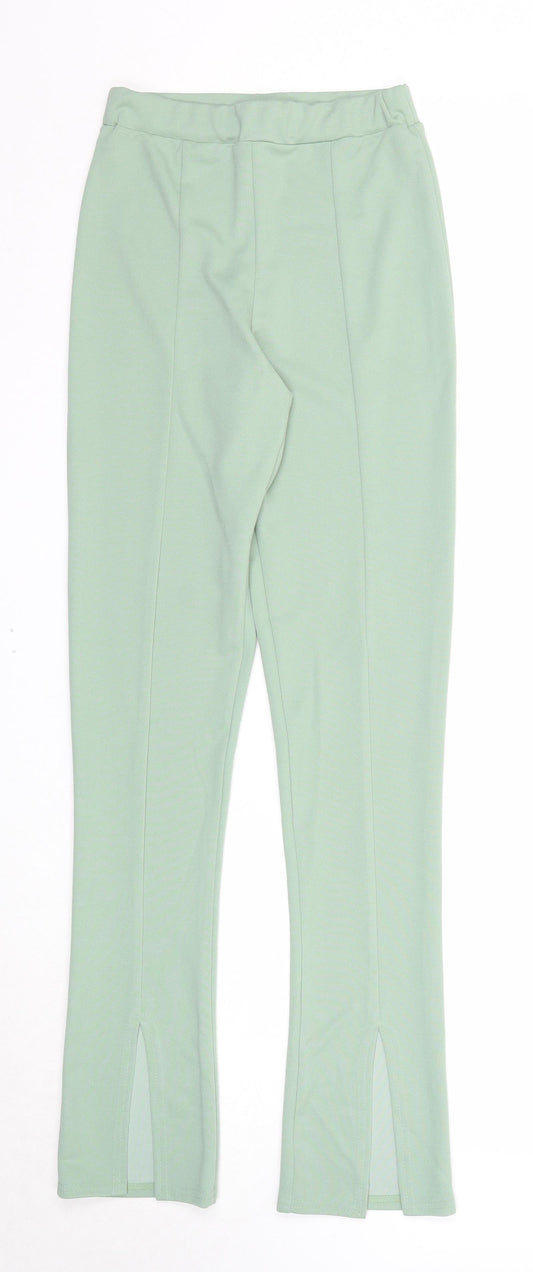 Rebellious Womens Green Polyester Trousers Size 8 Regular - Waist 22 inches