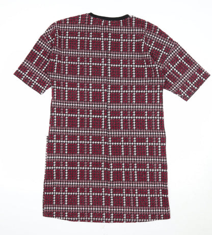 Capsule Womens Purple Geometric Polyester A-Line Size 12 Round Neck Pullover