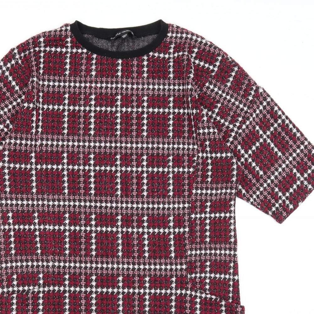 Capsule Womens Purple Geometric Polyester A-Line Size 12 Round Neck Pullover