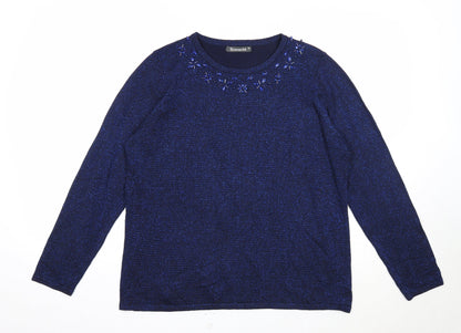 Womens UK Size M Bonmarché Blue Pullover Jumper