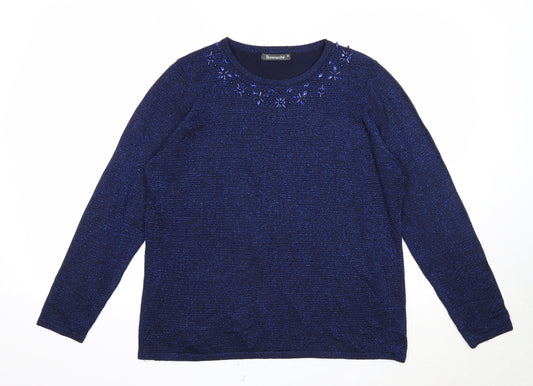 Womens UK Size M Bonmarché Blue Pullover Jumper