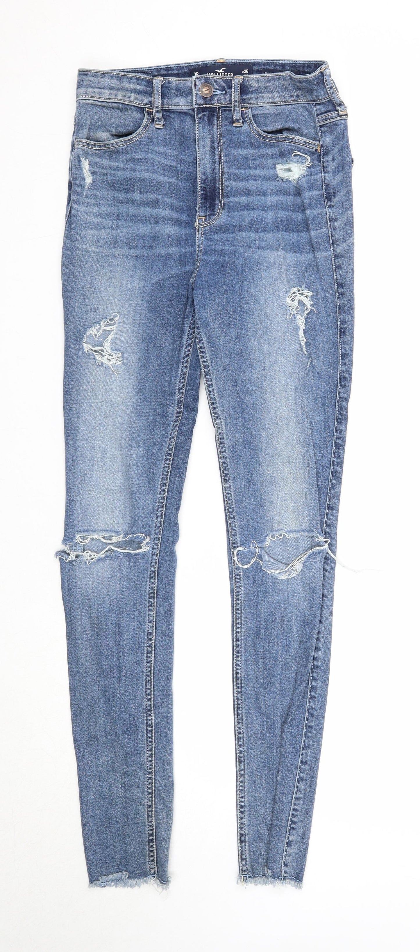 Hollister Womens Blue Cotton Skinny Jeans Size 26 in L30 in Regular Zip