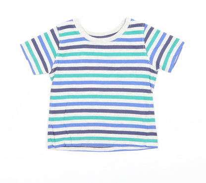 Rebel Boys Multicoloured Striped Cotton Basic T-Shirt Size 12-18 Months Round Neck Pullover