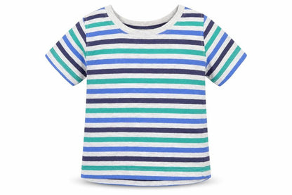 Rebel Boys Multicoloured Striped Cotton Basic T-Shirt Size 12-18 Months Round Neck Pullover