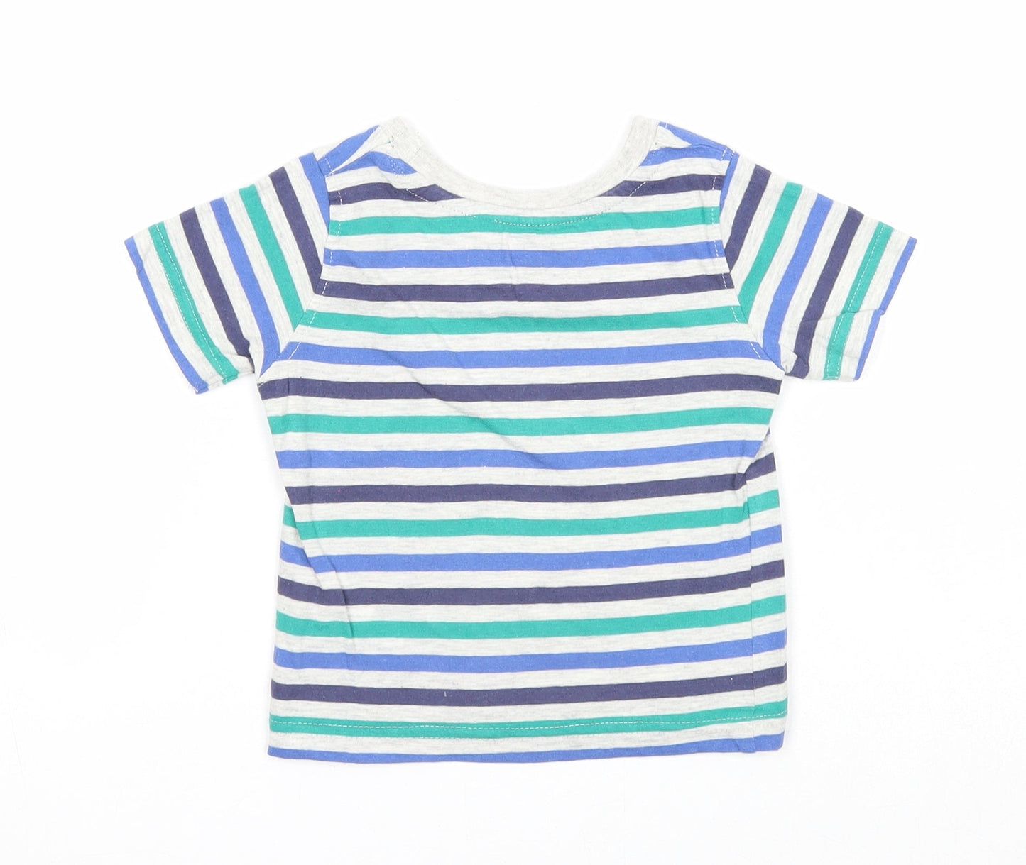 Rebel Boys Multicoloured Striped Cotton Basic T-Shirt Size 12-18 Months Round Neck Pullover
