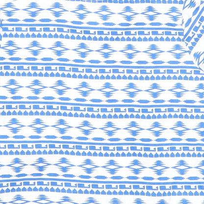F&F Boys Blue Geometric Cotton Basic T-Shirt Size 3-6 Months Round Neck Button