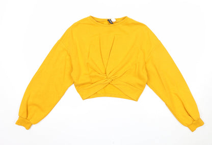 Divided Womens Yellow Cotton Pullover Sweatshirt Size S Pullover - Knot Front