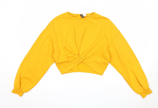 Divided Womens Yellow Cotton Pullover Sweatshirt Size S Pullover - Knot Front