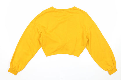 Divided Womens Yellow Cotton Pullover Sweatshirt Size S Pullover - Knot Front