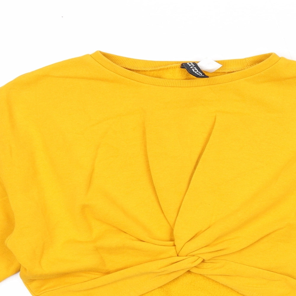 Divided Womens Yellow Cotton Pullover Sweatshirt Size S Pullover - Knot Front