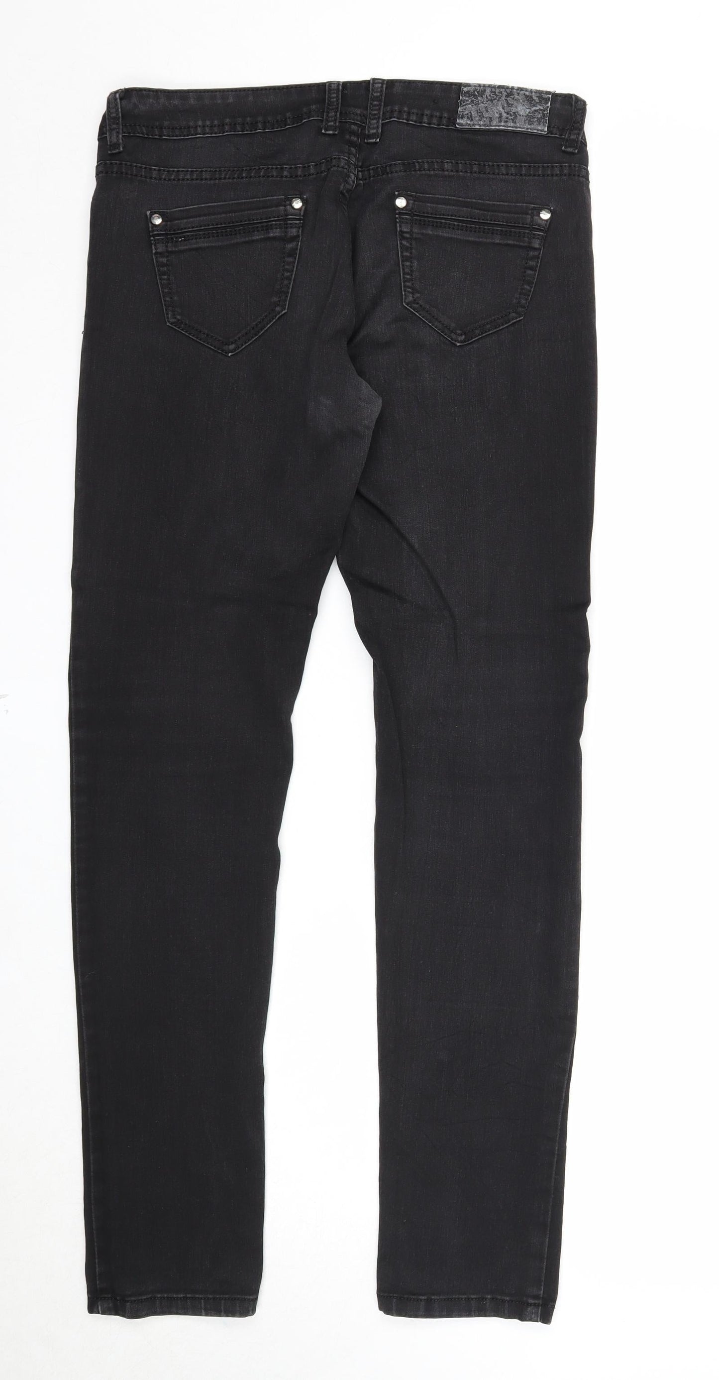 Miss Tinisi Womens Black Cotton Straight Jeans Size 12 Regular Zip