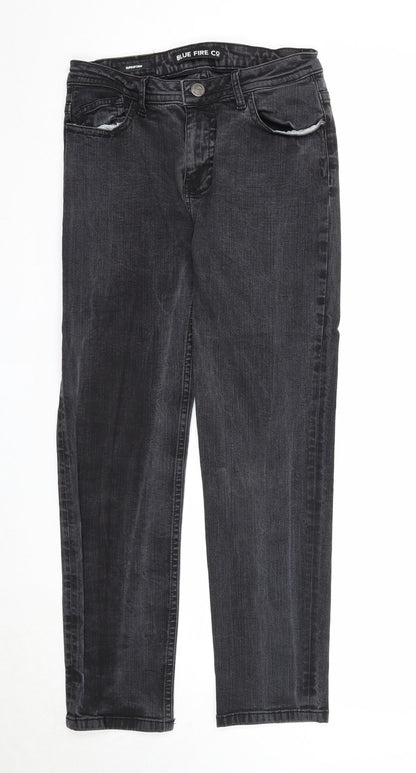 Blue fire Womens Black Cotton Straight Jeans Size 12 Regular Zip