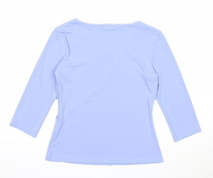 Berkertex Womens Blue Polyester Basic Blouse Size 12 Scoop Neck - Lace Detail