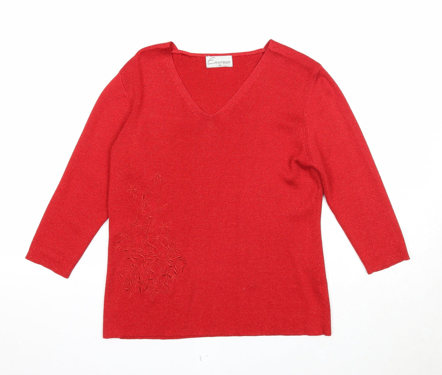 Womens UK Size 10 Emreco Red Pullover Jumper
