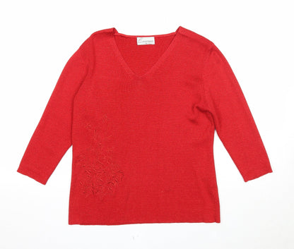 Womens UK Size 10 Emreco Red Pullover Jumper