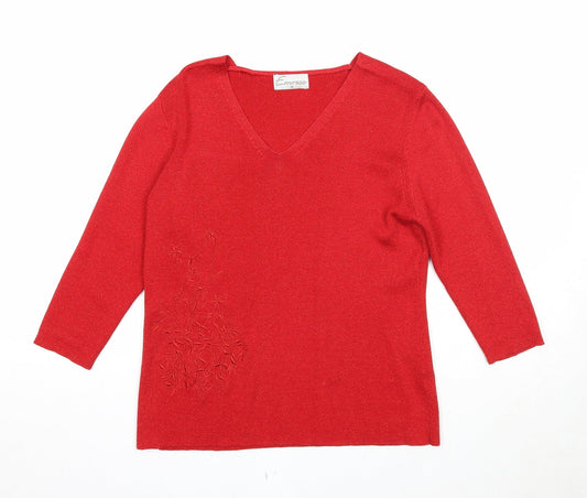 Womens UK Size 10 Emreco Red Pullover Jumper