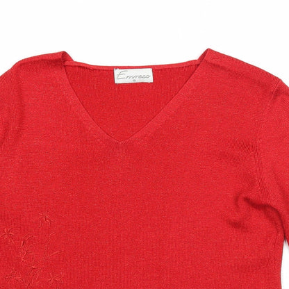 Womens UK Size 10 Emreco Red Pullover Jumper