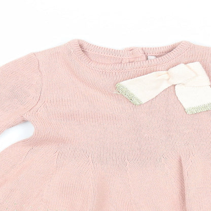 Catherine Malandrino Girls Pink Cotton A-Line Size 3-6 Months Round Neck Button