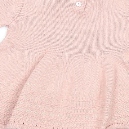 Catherine Malandrino Girls Pink Cotton A-Line Size 3-6 Months Round Neck Button