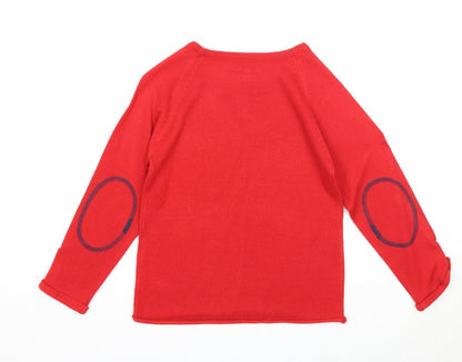 Essentiel Girls Red Round Neck Acrylic Pullover Jumper Size 4 Years Pullover