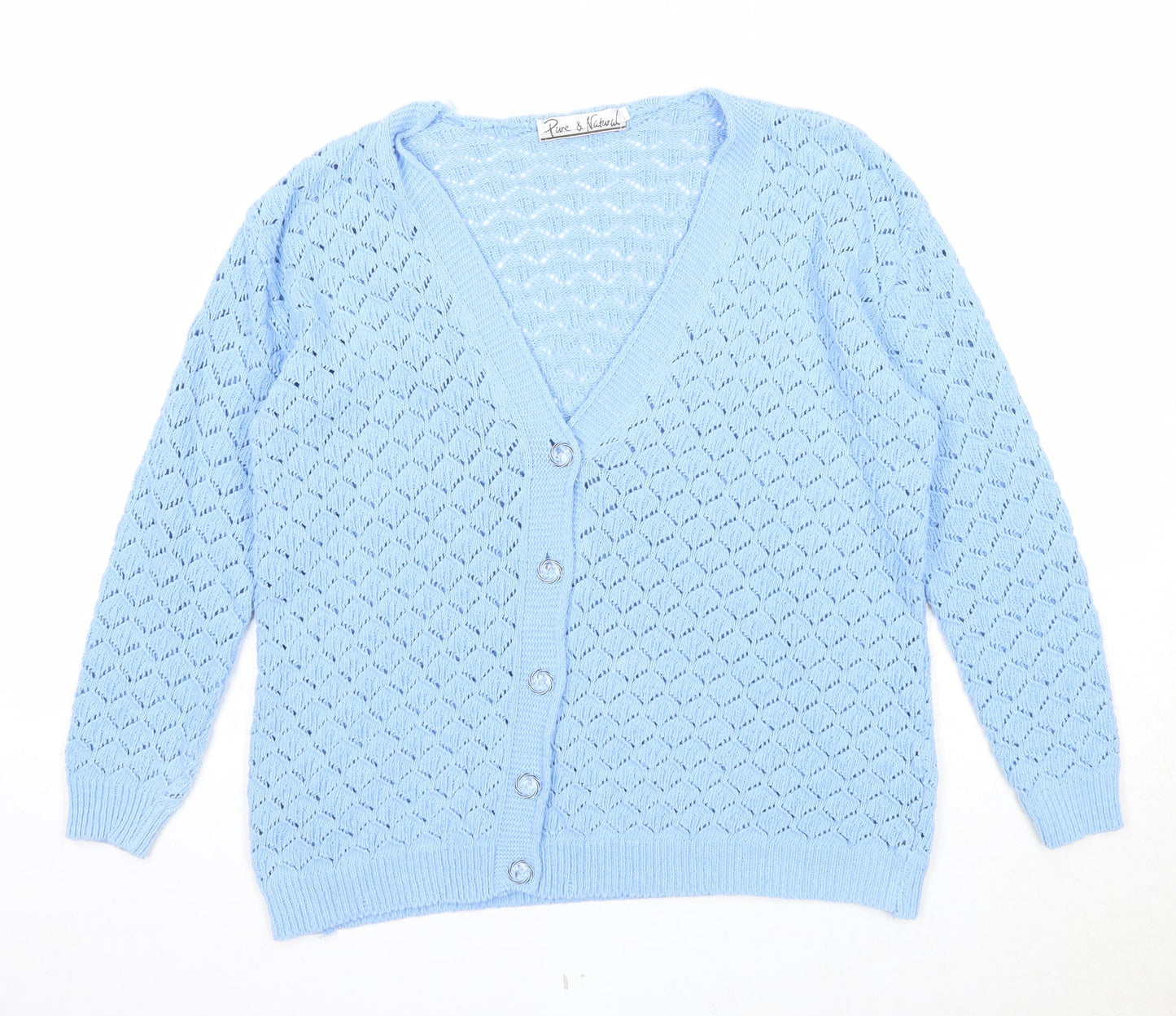 Womens UK Size M Pure and Natural Blue Cardigan Jumper