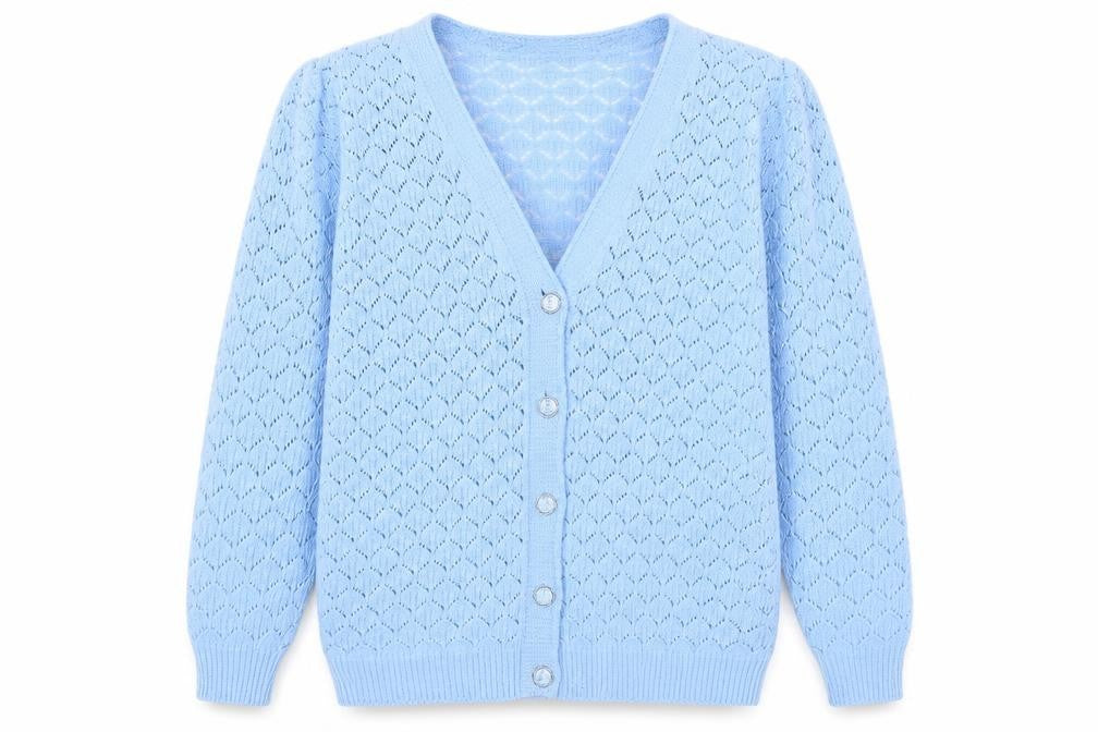 Womens UK Size M Pure and Natural Blue Cardigan Jumper