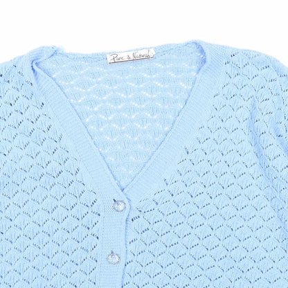 Womens UK Size M Pure and Natural Blue Cardigan Jumper