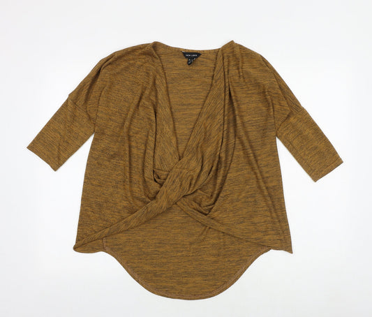 Womens UK Size S New Look Yellow Jersey Blouse