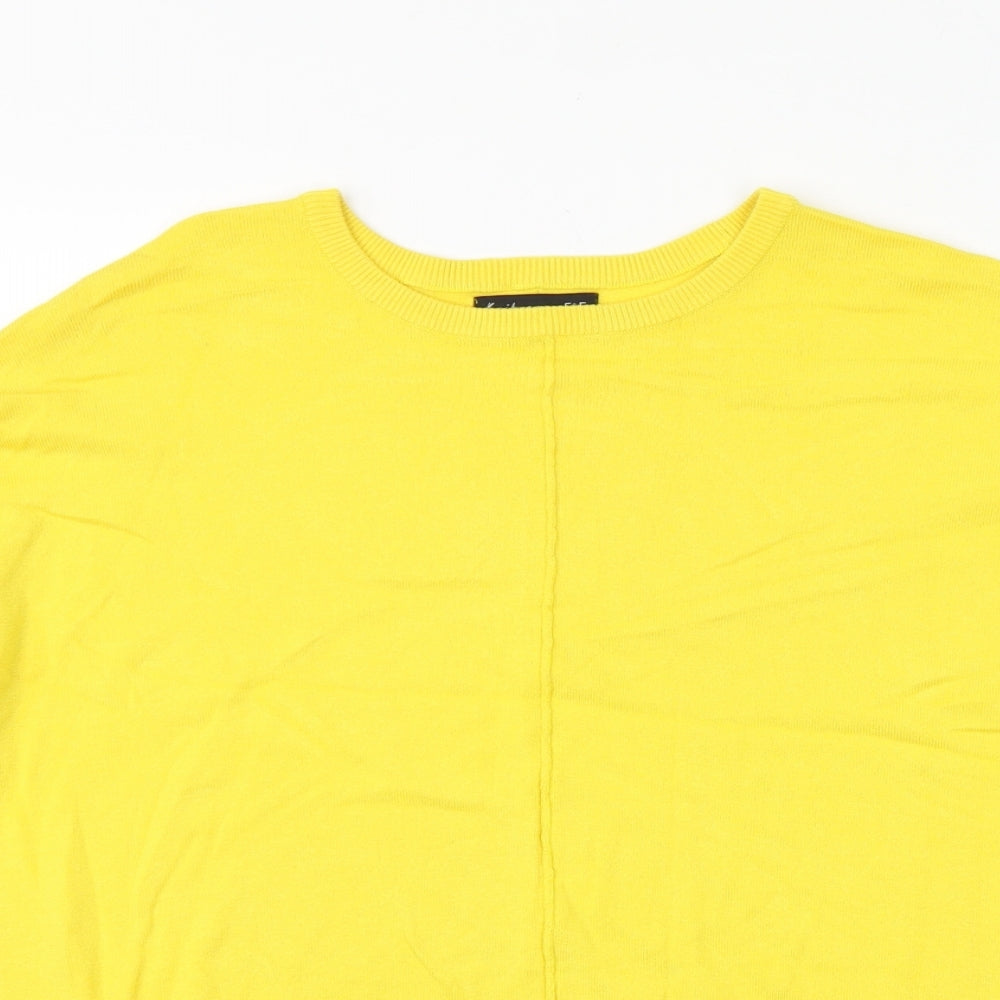 F&F Womens Yellow Round Neck Polyester Pullover Jumper Size 6 - Tie Sleeve Detail