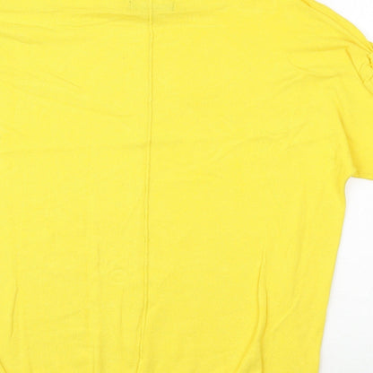 F&F Womens Yellow Round Neck Polyester Pullover Jumper Size 6 - Tie Sleeve Detail