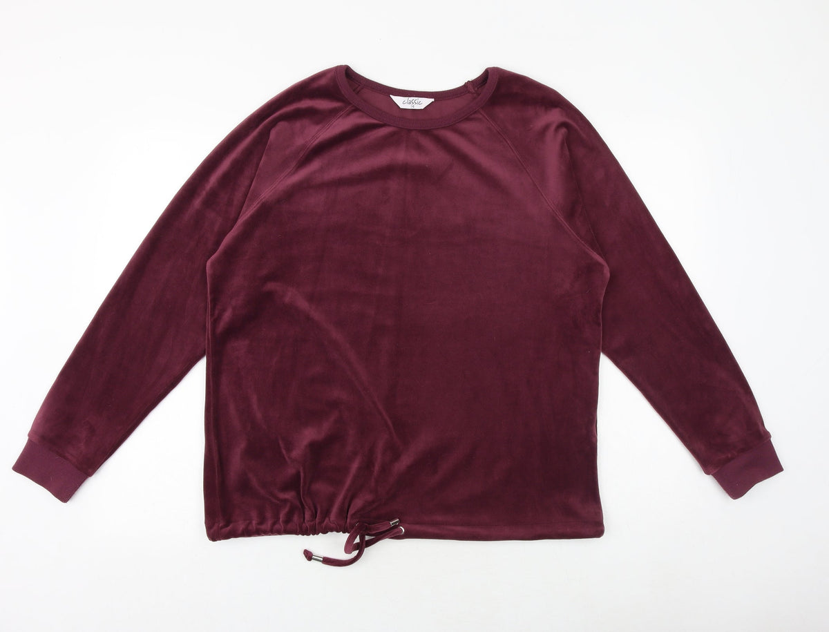 Classics Womens Purple Polyester Pullover Sweatshirt Size 14 Pullover - Drawstring Hem