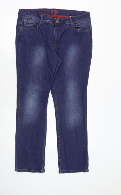 H.I.S Womens Blue Cotton Straight Jeans Size 36 in Regular Zip