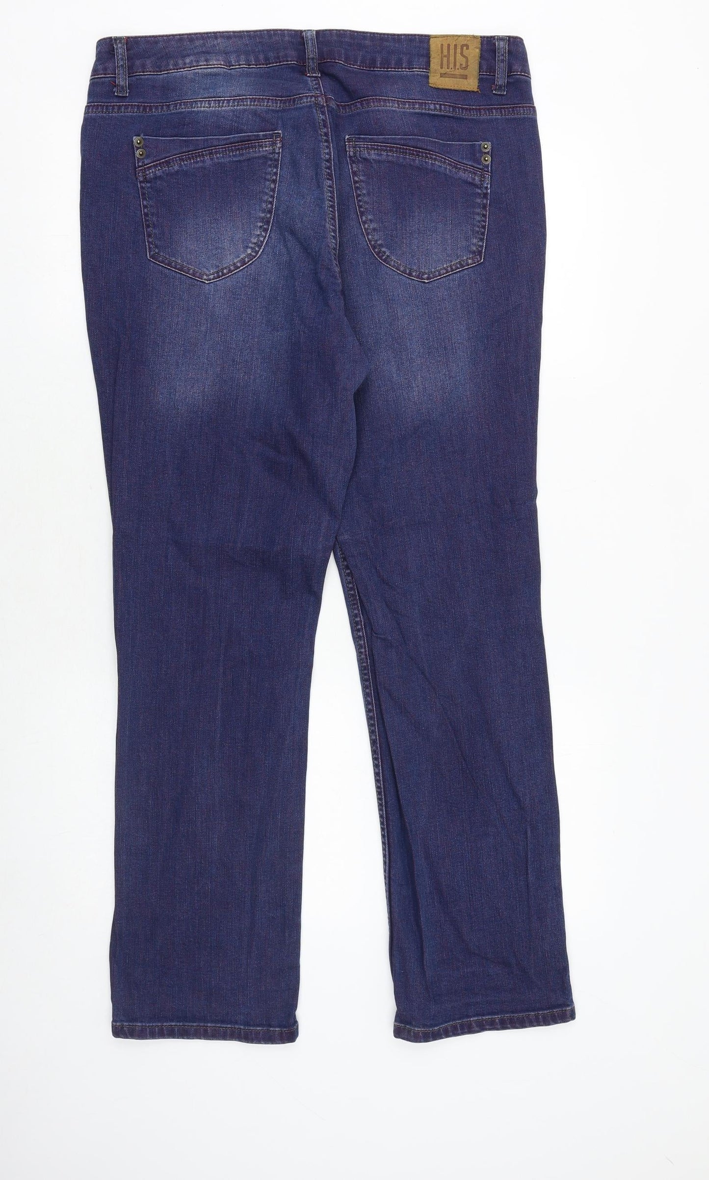 H.I.S Womens Blue Cotton Straight Jeans Size 36 in Regular Zip