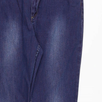 H.I.S Womens Blue Cotton Straight Jeans Size 36 in Regular Zip
