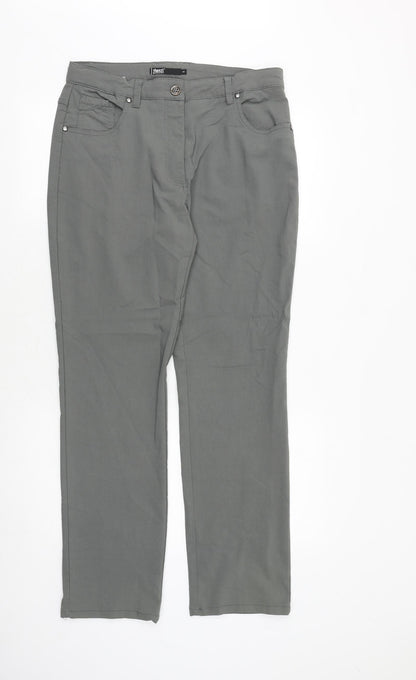 Zhenzi Womens Green Viscose Trousers Size 14 Relaxed Zip