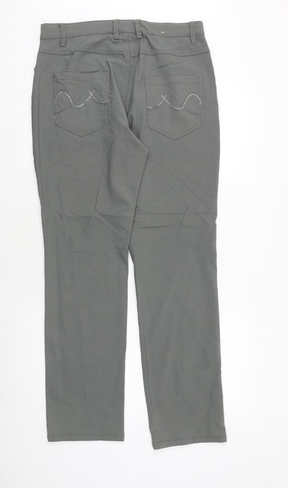 Zhenzi Womens Green Viscose Trousers Size 14 Relaxed Zip