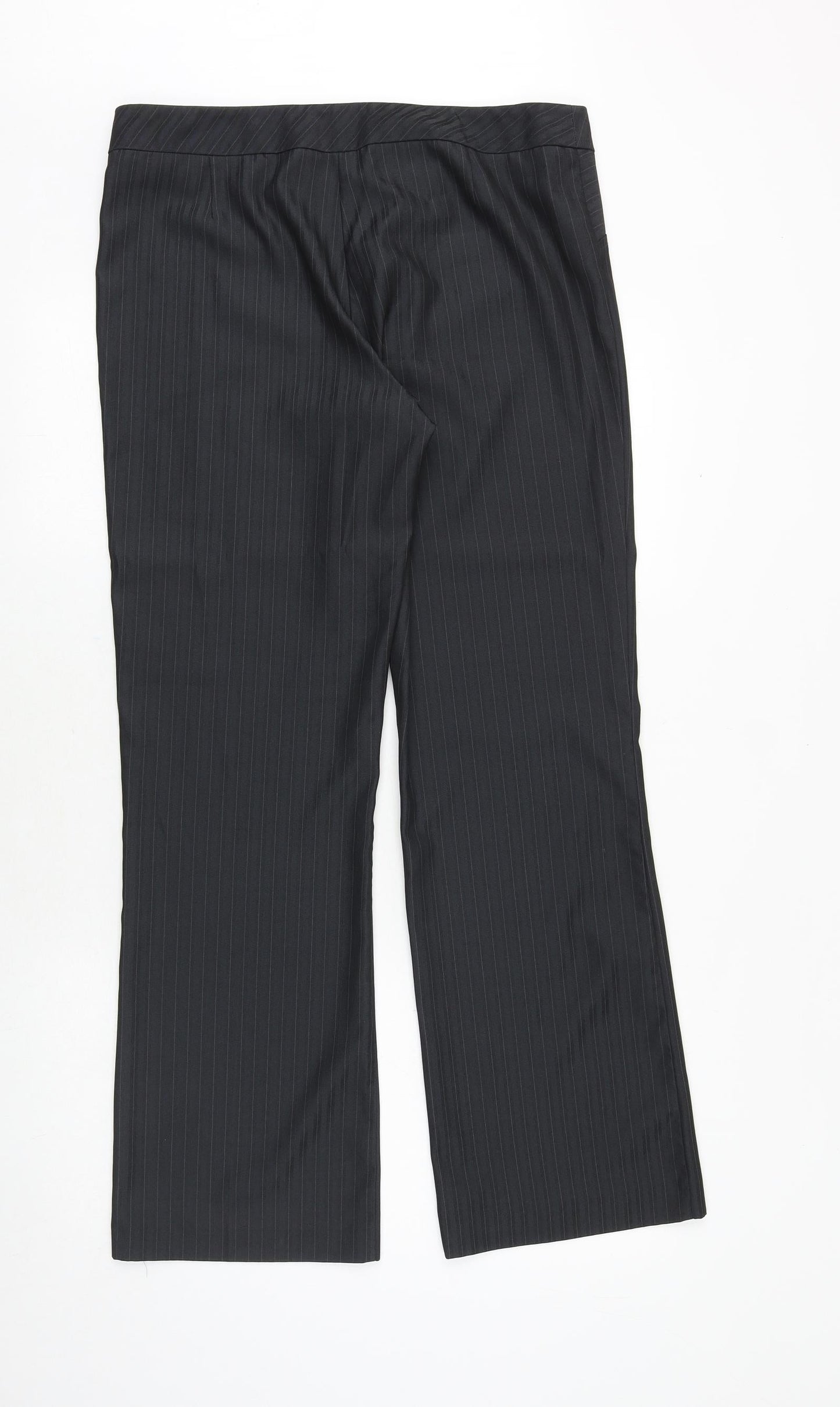 George Womens Grey Striped Polyester Dress Pants Trousers Size 12 Regular Zip