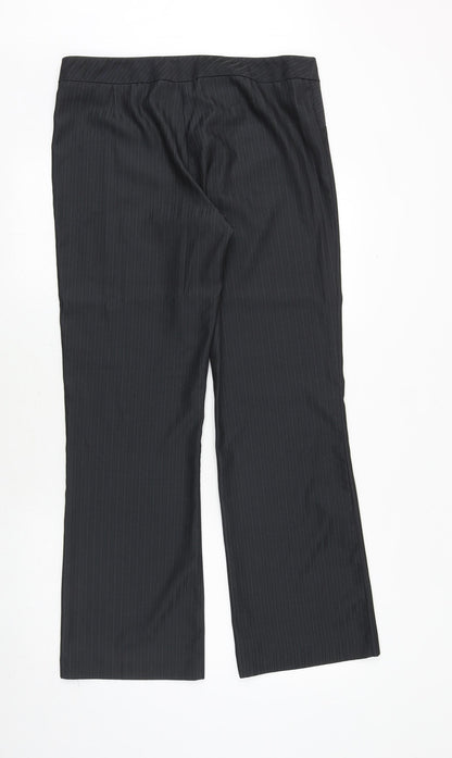 George Womens Grey Striped Polyester Dress Pants Trousers Size 12 Regular Zip