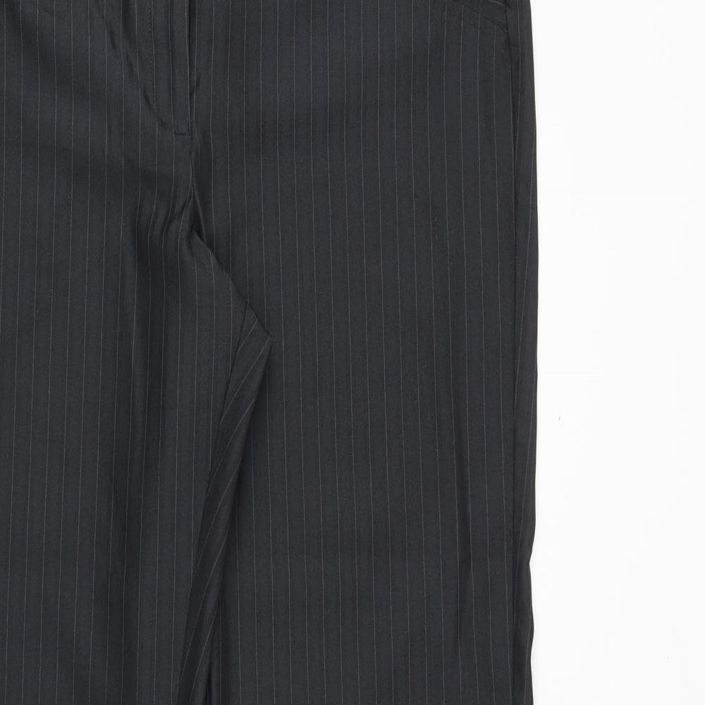 George Womens Grey Striped Polyester Dress Pants Trousers Size 12 Regular Zip