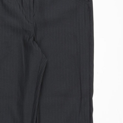 George Womens Grey Striped Polyester Dress Pants Trousers Size 12 Regular Zip