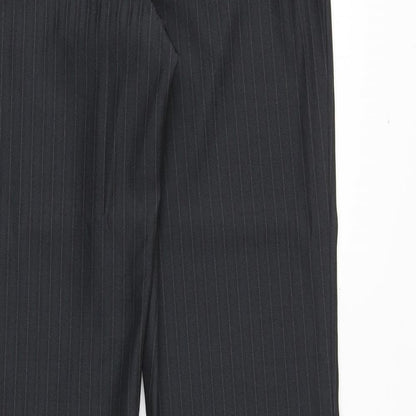 George Womens Grey Striped Polyester Dress Pants Trousers Size 12 Regular Zip