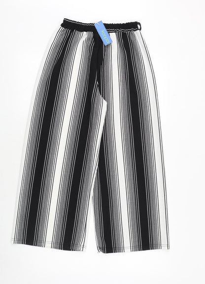 Koopoi Girls Black Striped Polyester Harem Trousers Size L Regular