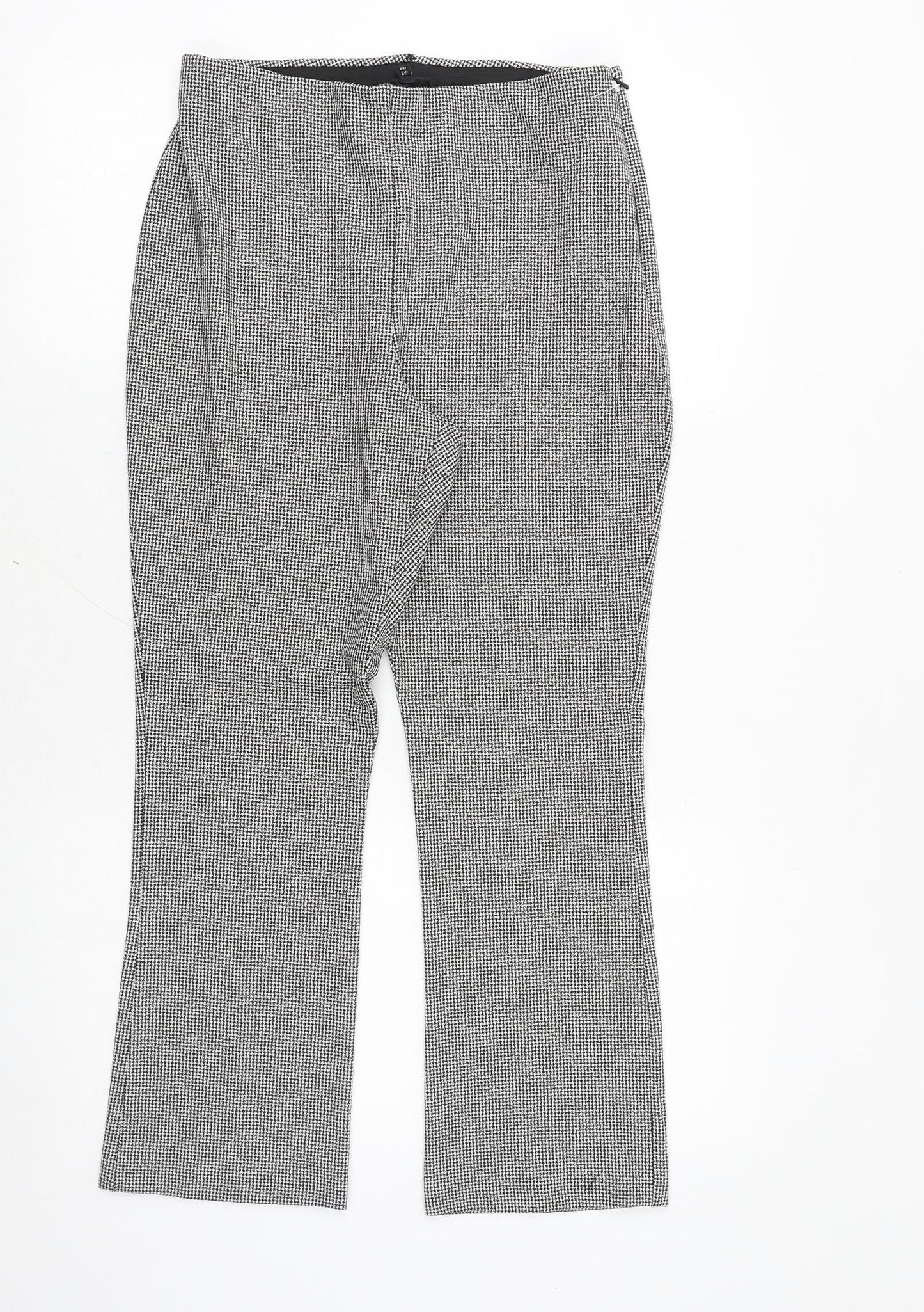 River Island Womens Black Geometric Polyester Trousers Size 10 Regular Zip