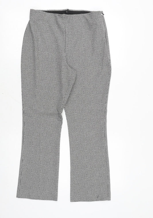 River Island Womens Black Geometric Polyester Trousers Size 10 Regular Zip