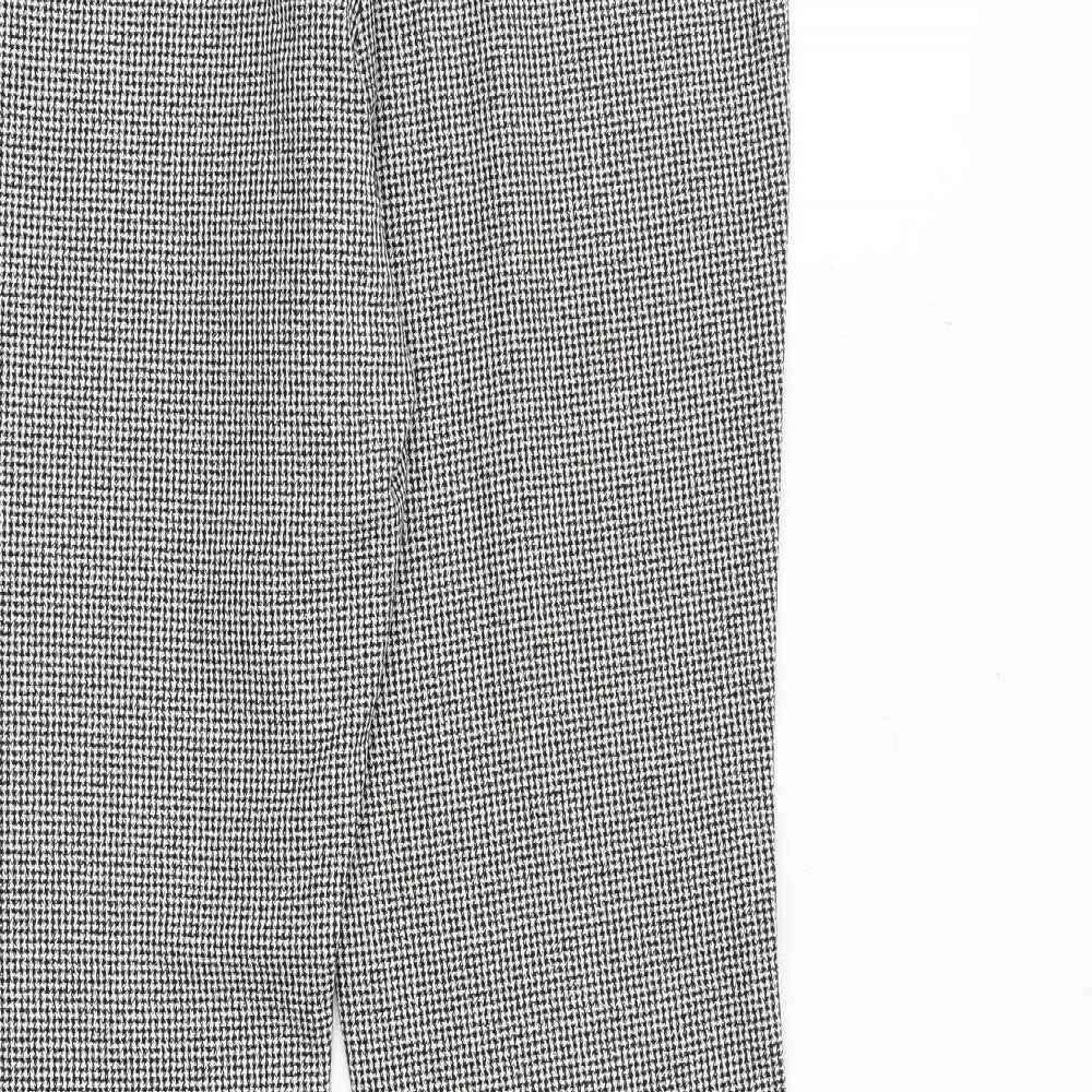 River Island Womens Black Geometric Polyester Trousers Size 10 Regular Zip