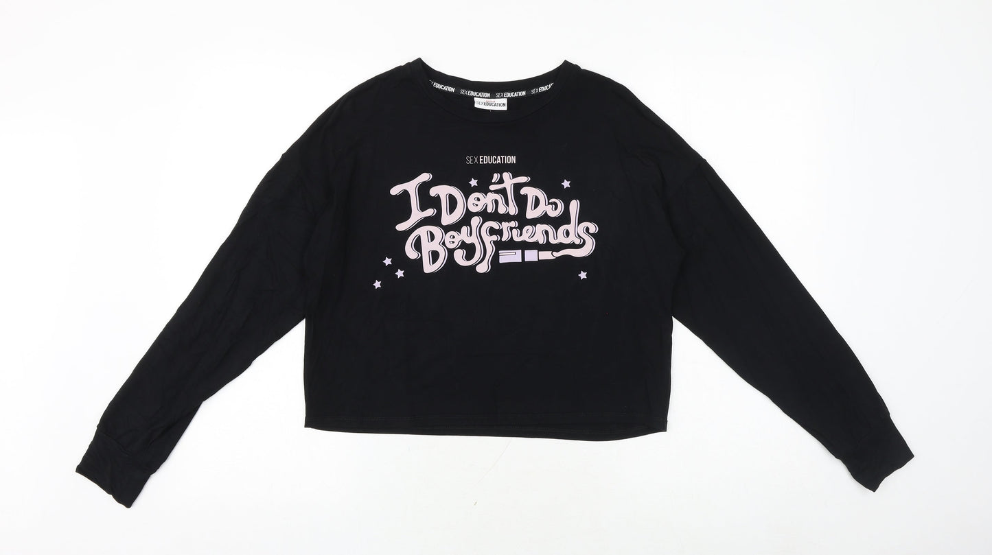 Primark Womens Black Viscose Basic T-Shirt Size 10 Crew Neck