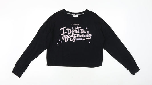 Primark Womens Black Viscose Basic T-Shirt Size 10 Crew Neck