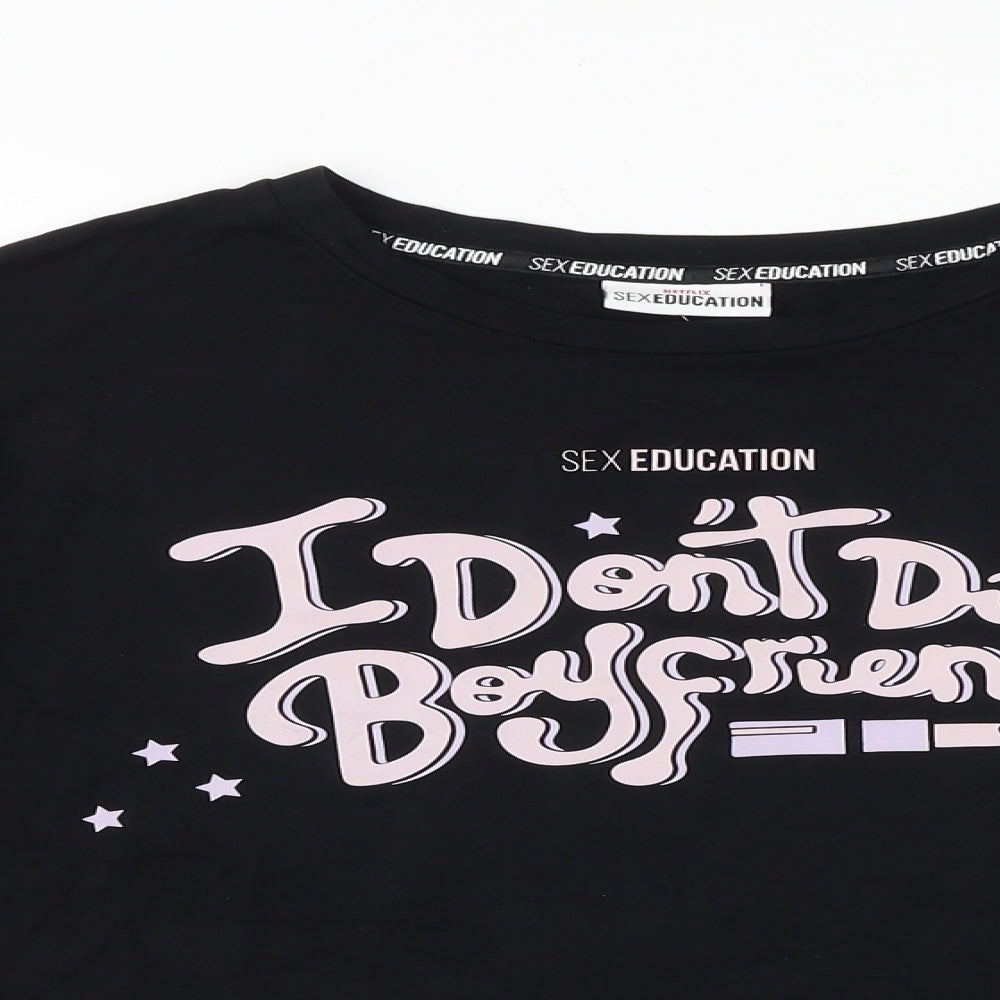 Primark Womens Black Viscose Basic T-Shirt Size 10 Crew Neck